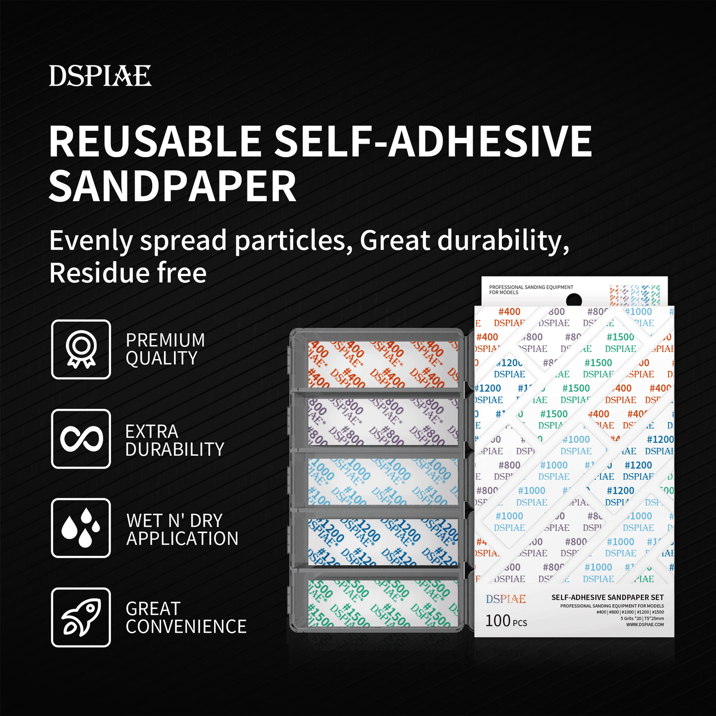 DSPIAE DSP [400-800-1000-1200-1500-S01 BOX] REUSABLE SELF ADHESIVE SANDPAPER