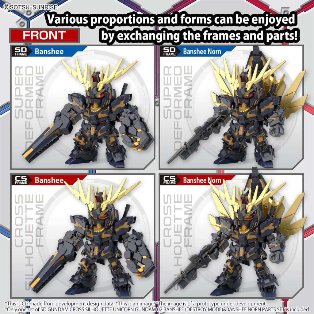 SD Gundam Cross Silhouette Unicorn Gundam 02 Banshee (Destroy Mode) & Banshee Norn Parts Set