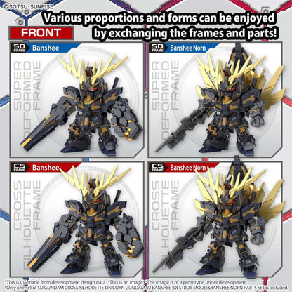 SD Gundam Cross Silhouette Unicorn Gundam 02 Banshee (Destroy Mode) & Banshee Norn Parts Set