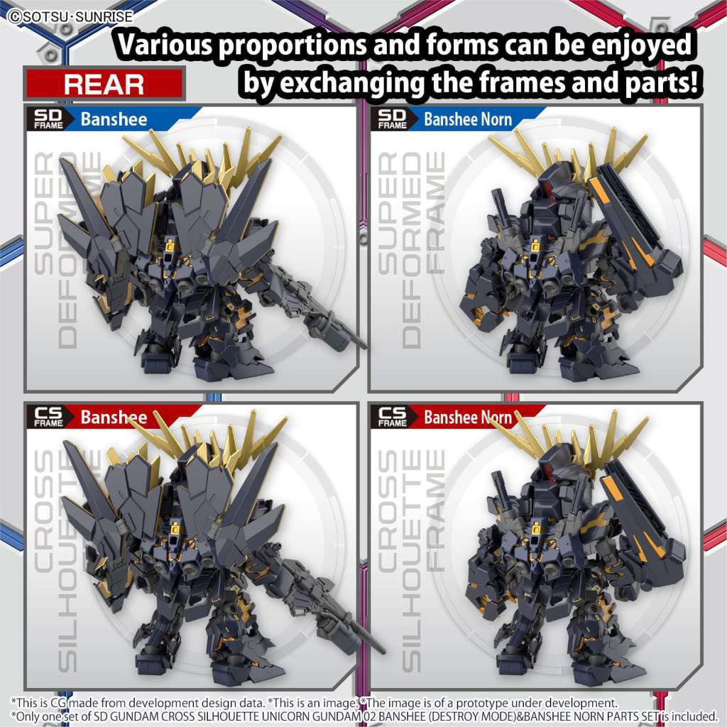SD Gundam Cross Silhouette Unicorn Gundam 02 Banshee (Destroy Mode) & Banshee Norn Parts Set