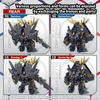 SD Gundam Cross Silhouette Unicorn Gundam 02 Banshee (Destroy Mode) & Banshee Norn Parts Set
