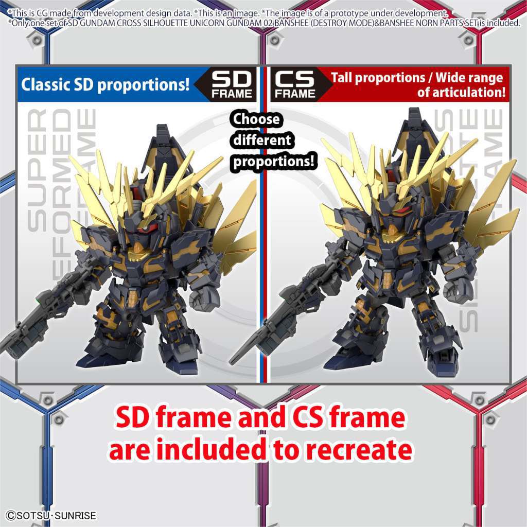 SD Gundam Cross Silhouette Unicorn Gundam 02 Banshee (Destroy Mode) & Banshee Norn Parts Set